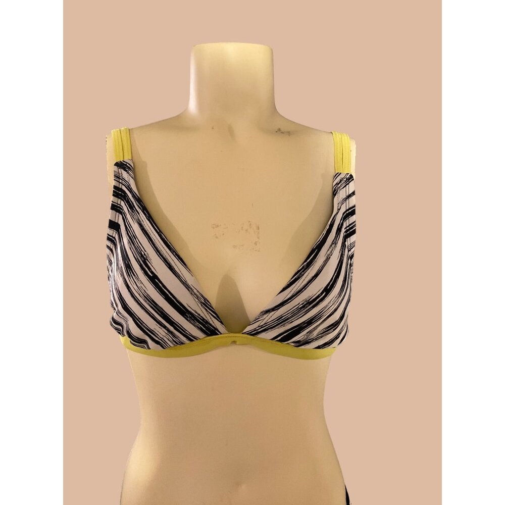 Mossimo Stripe Triangle Bikini Top Large Swimsuit Swim Yellow Black
